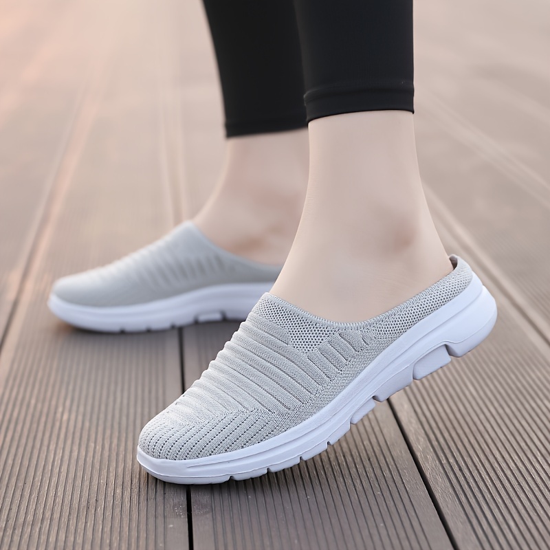 womens breathable knit mule sneakers casual slip on outdoor shoes lightweight comfortable shoes details 4