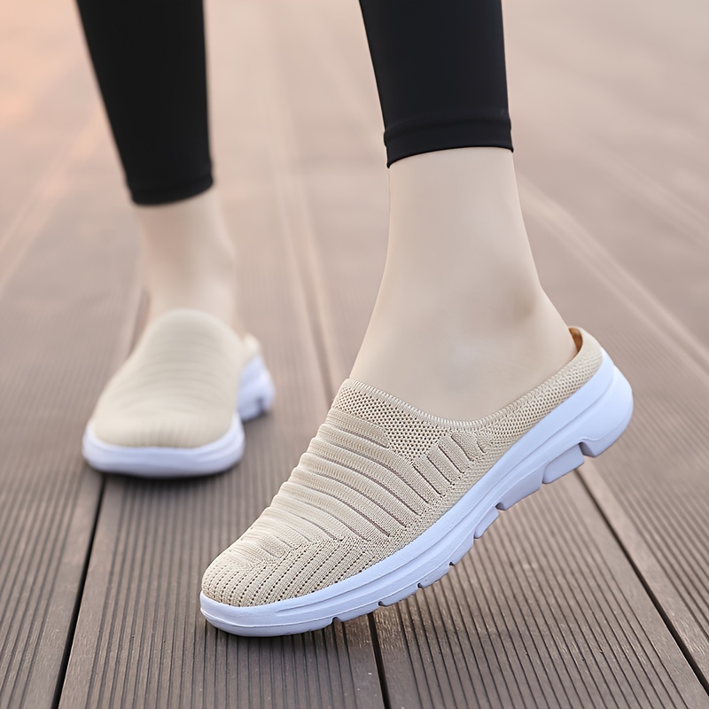 womens breathable knit mule sneakers casual slip on outdoor shoes lightweight comfortable shoes details 9