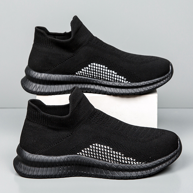 Men s Woven Breathable Slip On Sock Shoes, Comfy Non Slip Durable Rubber Sole Sneakers For Men s Outdoor Activities details 2